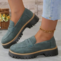 Plateau mocassins voor dames met profielzool in pastelkleuren, Groen