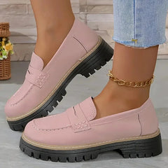 Plateau mocassins voor dames met profielzool in pastelkleuren, Roze