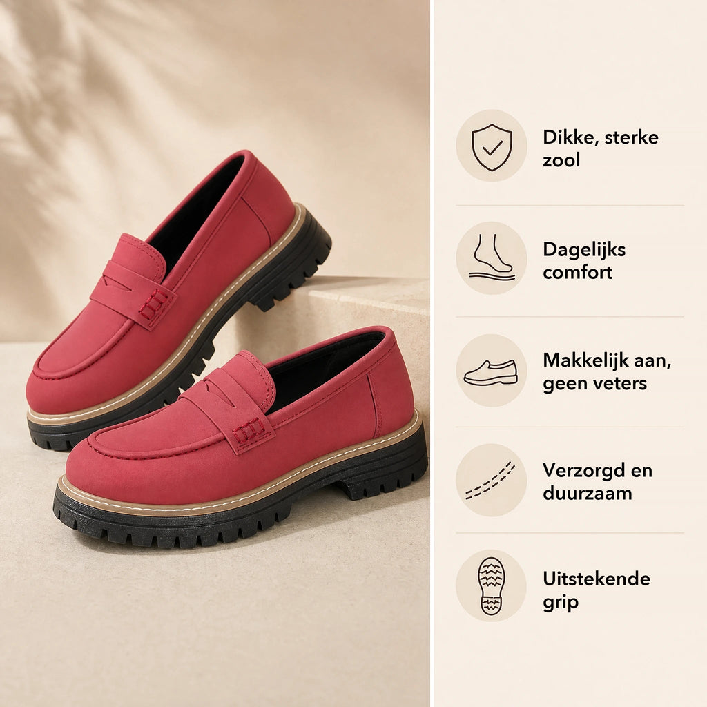 Plateau mocassins voor dames met profielzool in pastelkleuren, zool