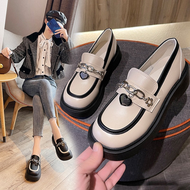 Platform loafers in Britse stijl voor dames