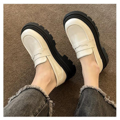 Dames loafers met platformzool in Britse stijl, Wit