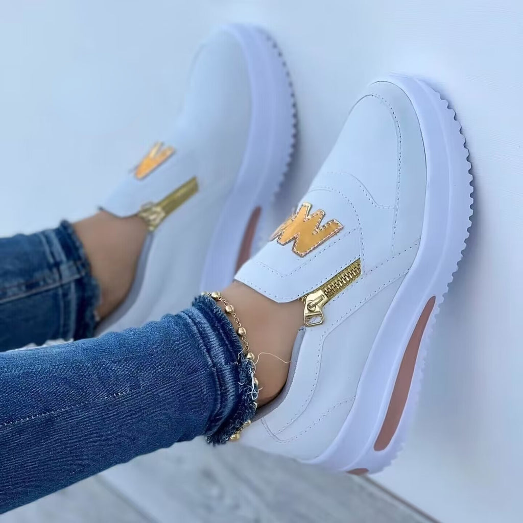 Loafers met plateauzool en rits voor dames