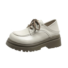 Loafers met plateauzool en veters voor dames, Beige