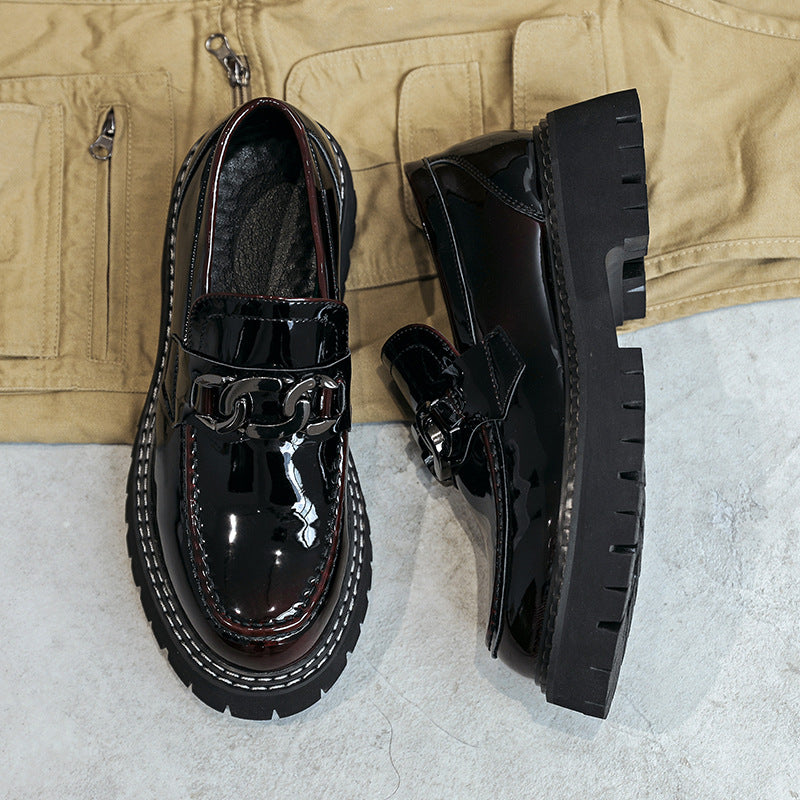 Lakleren slip-on plateauzolen voor heren