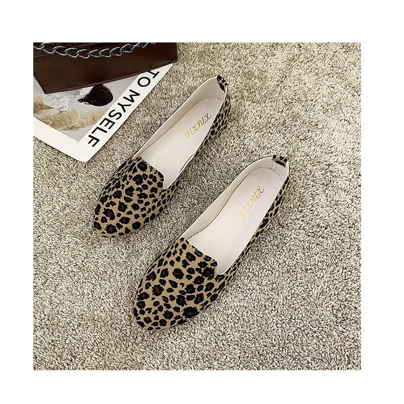 Platte loafers met luipaardprint voor dames