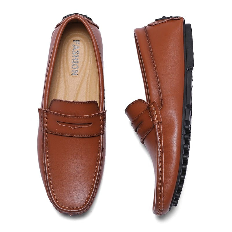 bruine leren mocassin