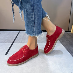 Platte veterschoenen mocassins voor dames, Rood