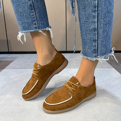 Platte veterschoenen mocassins voor dames, Bruin