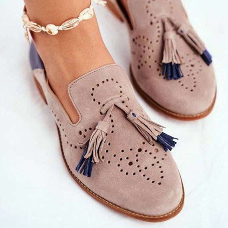 Roze en blauwe loafers met kwastjes voor dames