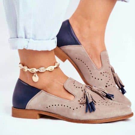 Roze en blauwe loafers met kwastjes voor dames