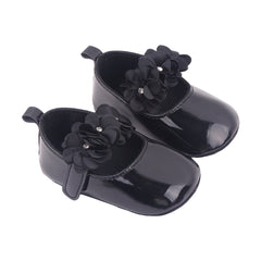 Schattige bloemen mocassins voor babymeisje, Zwart
