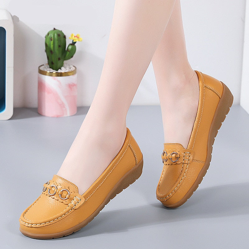 Sleehakken loafers met gouden gesp details voor dames