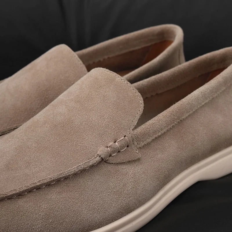 Soepele suède herenloafers in taupe met lichte zool - taupe, foto 2