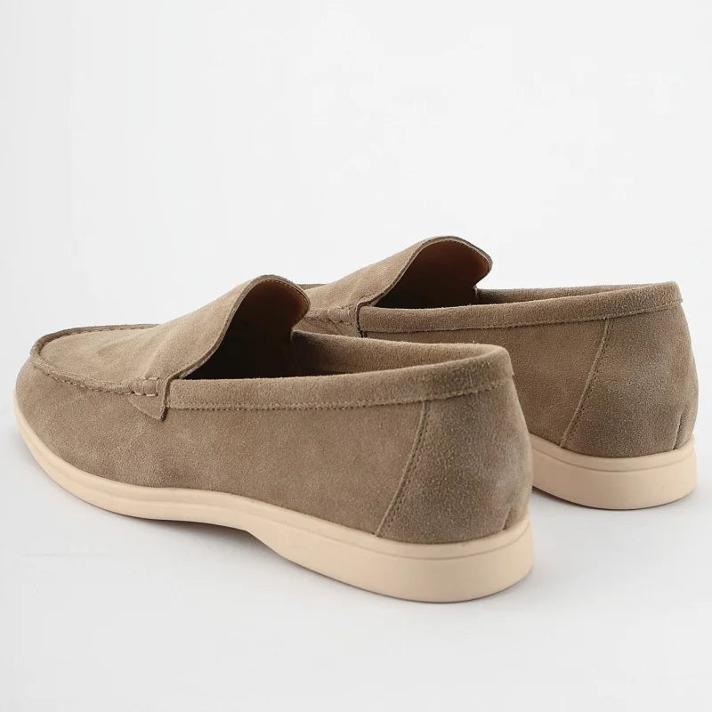 Soepele suède herenloafers in taupe met lichte zool - taupe, foto 4
