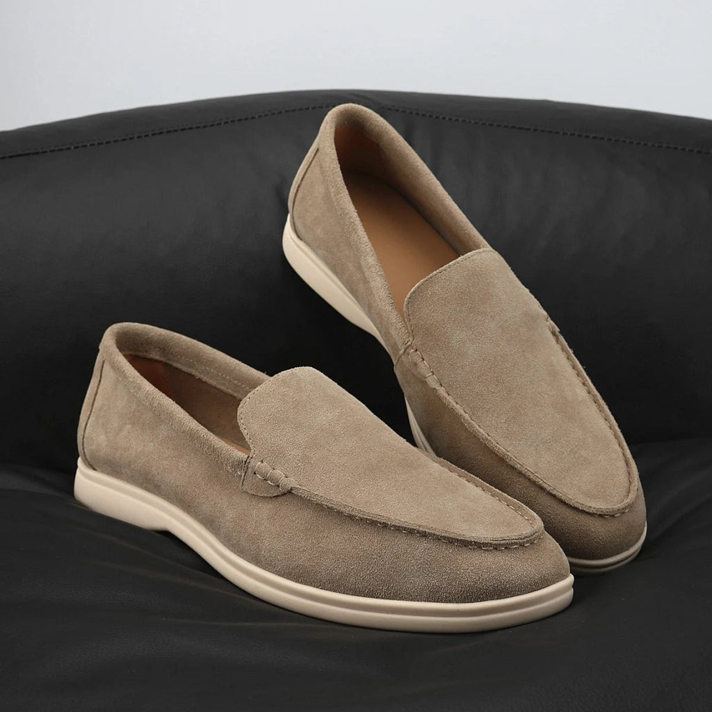 Soepele suède herenloafers in taupe met lichte zool - taupe, foto 6
