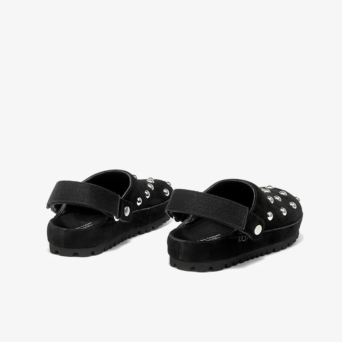 Suède damesclogs met studs in camel, detail