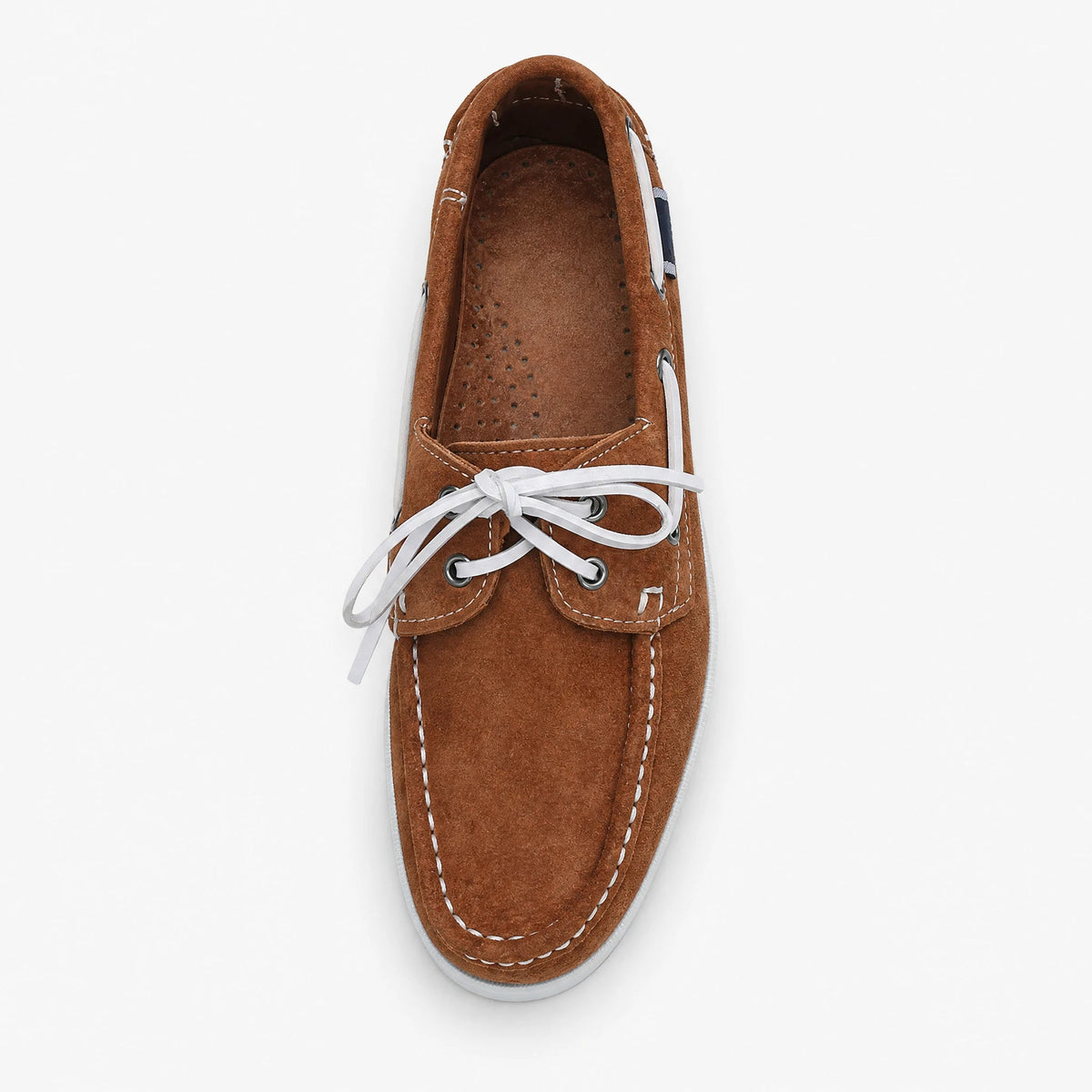 Suède heren bootschoenen met witte veters Afbeelding