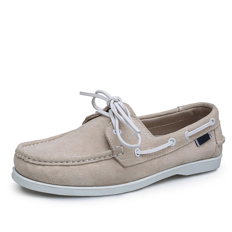 Suède heren bootschoenen met witte veters - lichtgroen, foto 12