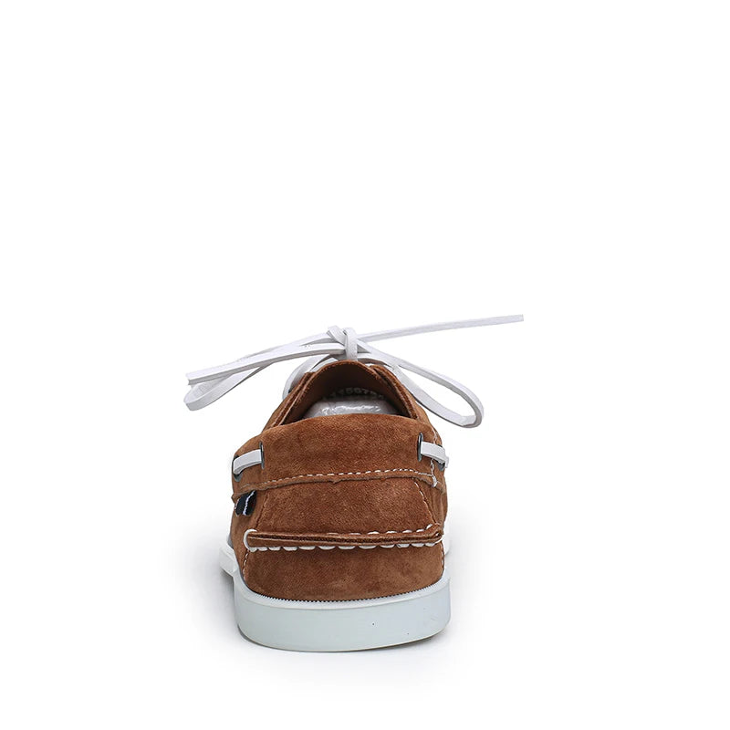Suède heren bootschoenen met witte veters - lichtgroen, foto 2