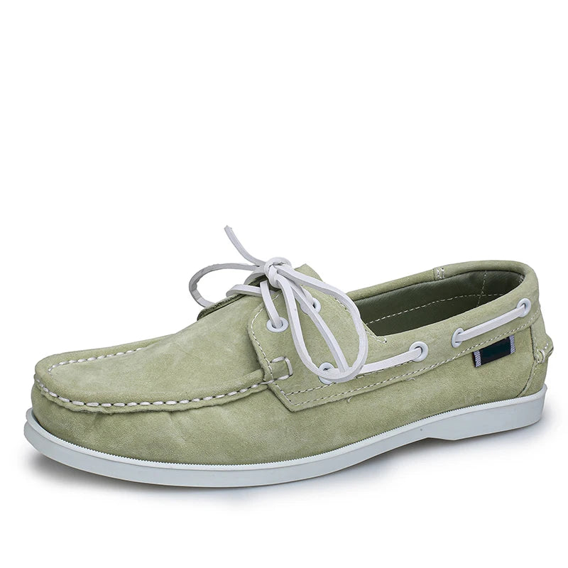 Suède heren bootschoenen met witte veters - cognac, foto 9