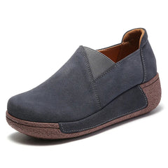 Dames loafers van suèdeleer met dikke zool, Donkergrijs