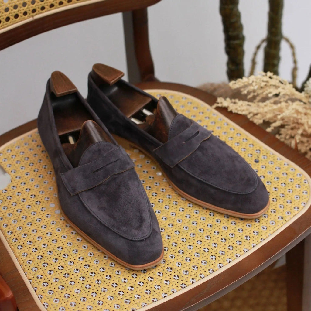 Suède loafer heren penny-stiksel in camel, productfoto