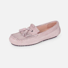 Suède loafers met franjes voor dames, Roos