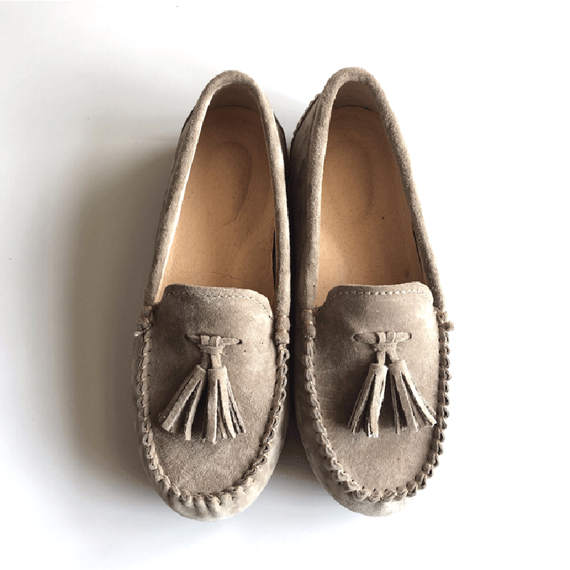 Dames loafers met kwastjes in echt suède