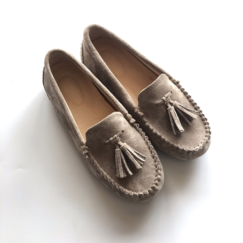 Dames loafers met kwastjes in echt suède