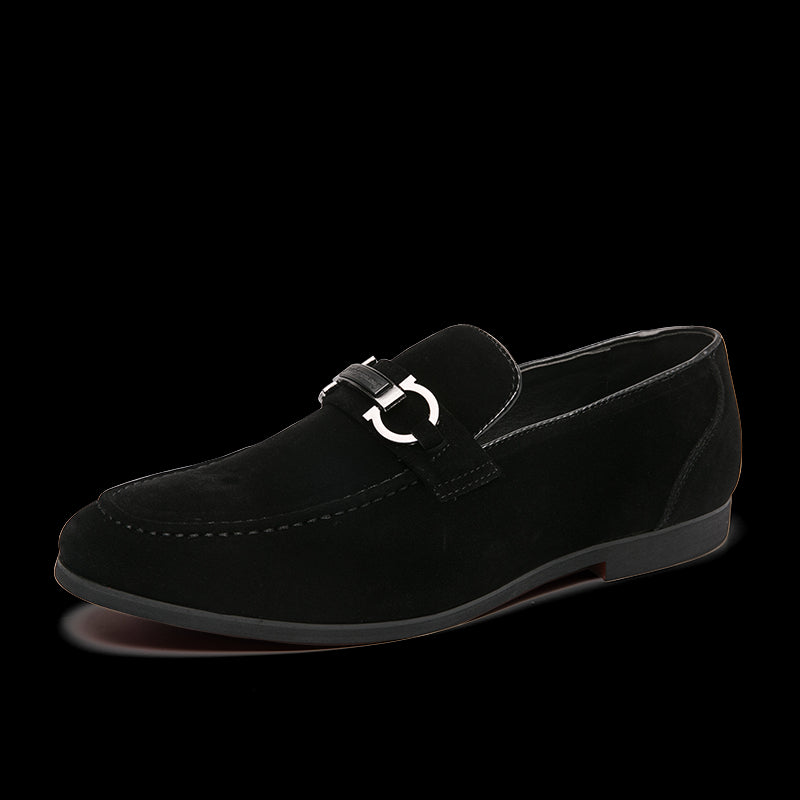 Suède loafers met decoratieve ketting voor heren