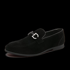 Suedelook loafers met decoratieve ketting voor heren, Zwart