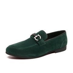 Suedelook loafers met decoratieve ketting voor heren, Groen