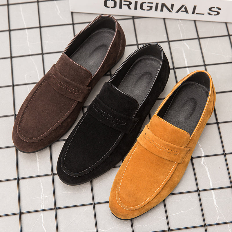 Suède loafers met blokhak voor heren