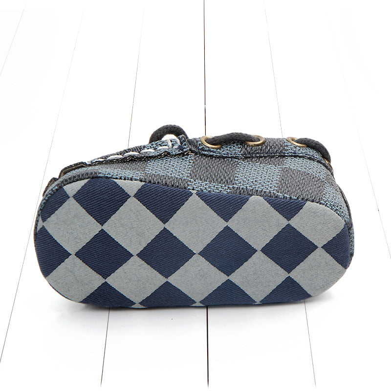 Trendy geruite loafers met decoratieve parels voor baby