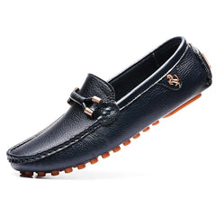 Trendy soepele mocassins in synthetisch leer voor heren, Marineblauw