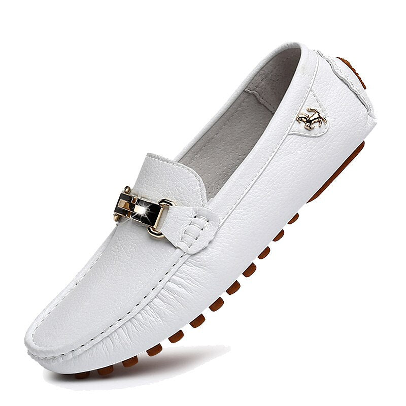 Soepele loafers met leer-effect en gouden gesp voor heren