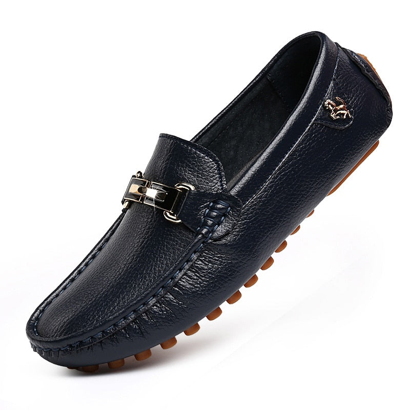 Soepele loafers met leer-effect en gouden gesp voor heren