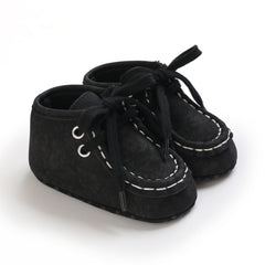 Hoge veterschoenen met gekraakt effect voor babyjongens, Zwart