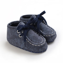 Hoge veterschoenen met gekraakt effect voor babyjongens, Blauw