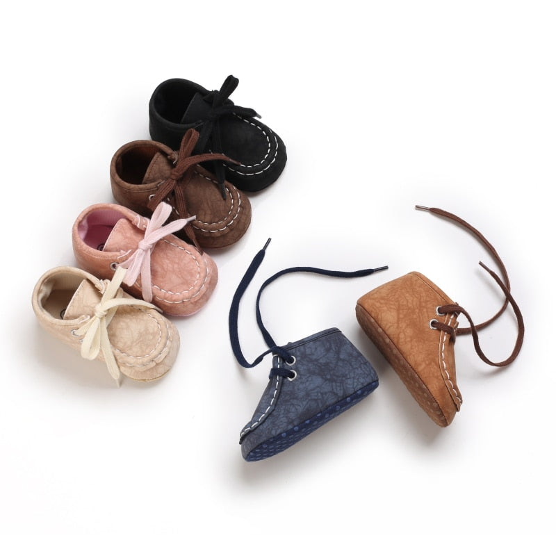 Hoge veterschoenen met gekraakt effect voor babyjongens