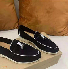 Suède loafer in Britse stijl voor dames, Zwart