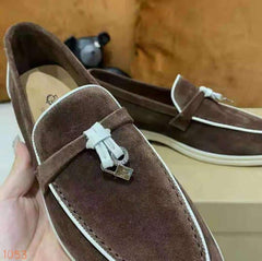 Suède loafer in Britse stijl voor dames, Bruin