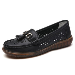 Dames instap loafers met kwastjes, Zwart