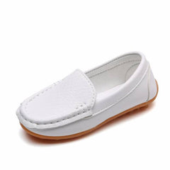 Waterdichte mocassins voor jongens in zacht leer, Wit