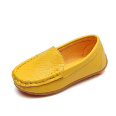 Waterdichte mocassins voor jongens in zacht leer, Geel