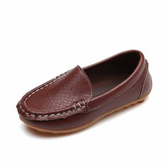 Waterdichte mocassins voor jongens in zacht leer, Bruin