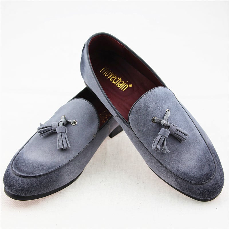 Klassieke zachte suède loafers met kwastjes voor heren