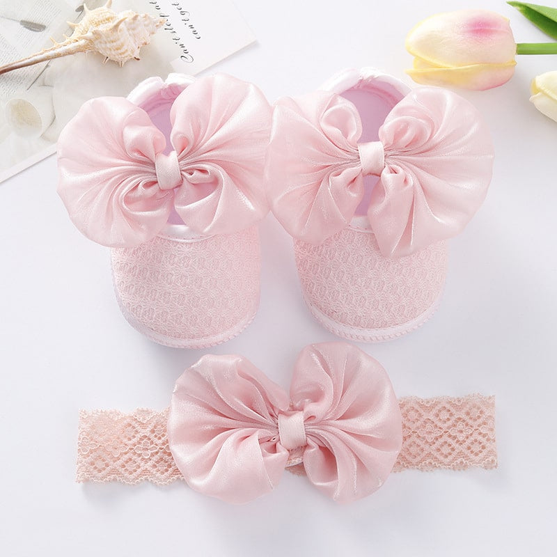 Mocassin met strik en soepele zool voor babymeisje