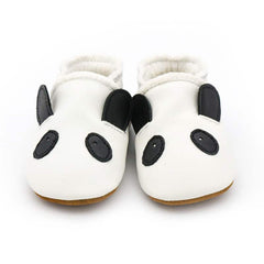Soepele loafers met leereffect en dierenkoppen voor baby's, Wit
