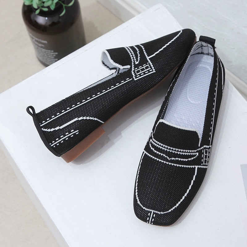 Soepele mesh mocassins met stikselmotief